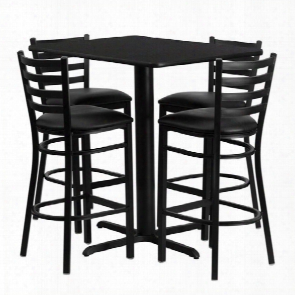 Flash Furniture 5 Piece Rectangular Laminate Table Set In Black