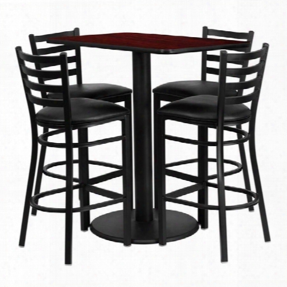 Flash Furniture 5 Piece Rectangular Table Set In Black And Mahogany