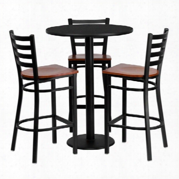 Flash Furniture 5 Piece Round Laminate Table Set In Black And Cherry