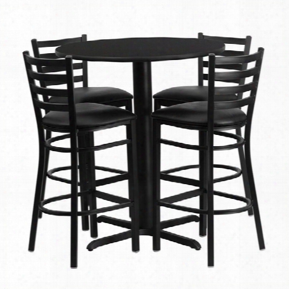 Flash Furniture 5 Piece Round Laminate Table Set In Black