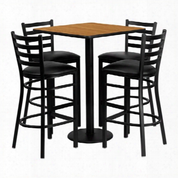 Flash Furniture 5 Piece Square Table Set In Black And Natural