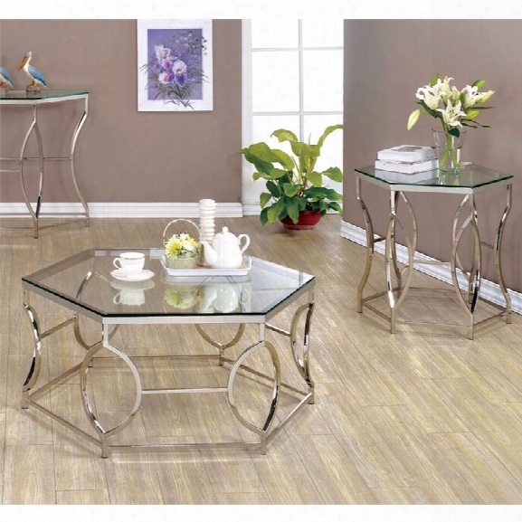 Furniture Of America Annette 2 Piece Table Set In Chrome