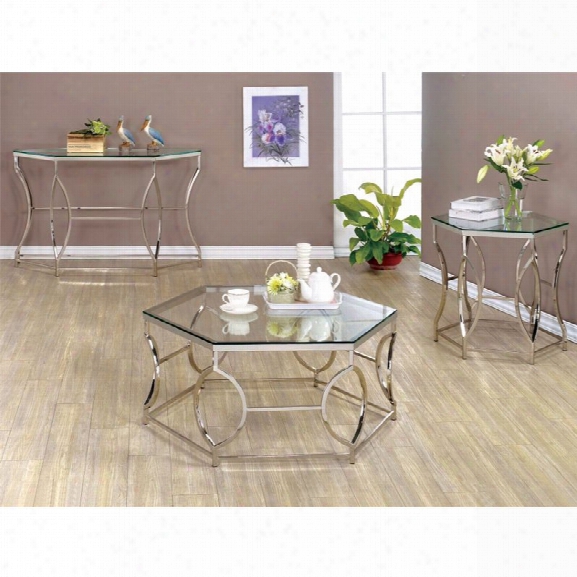 Furniture Of America Annette 3 Piece Table Set In Chrome