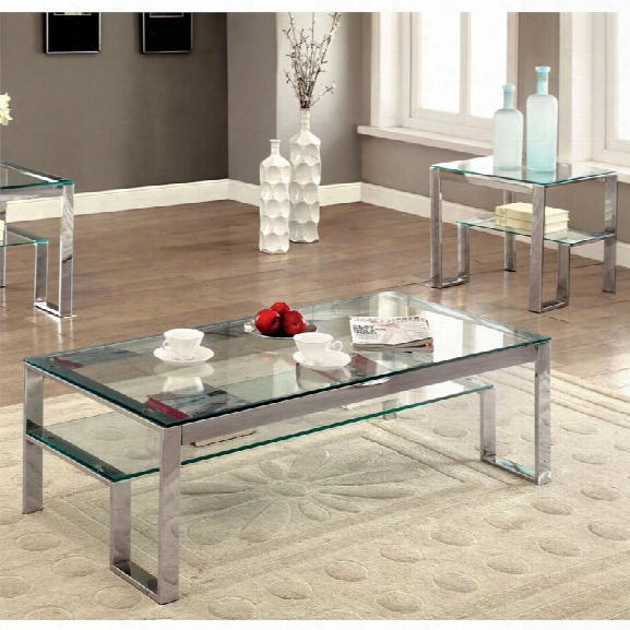 Furniture Of America Ayetti 2 Piece Table Set In Chrome