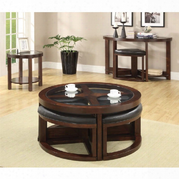 Furniture Of America Barker 3 Piece Coffee Table Set In Dark Walnut