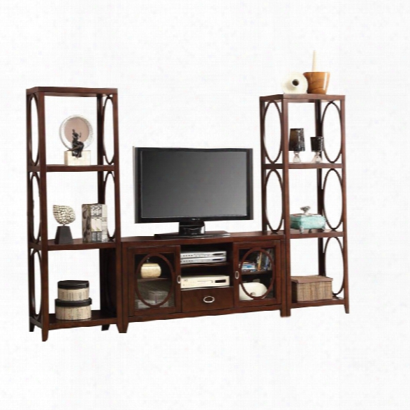 Furniture Of America Beasley 3 Piece Entertainment Center In Cherry