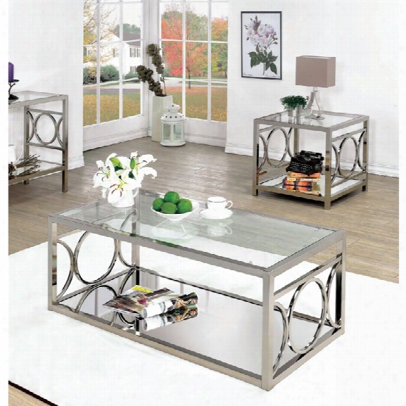 Furniture Of America Beller 2 Piece Table Set In Chrome