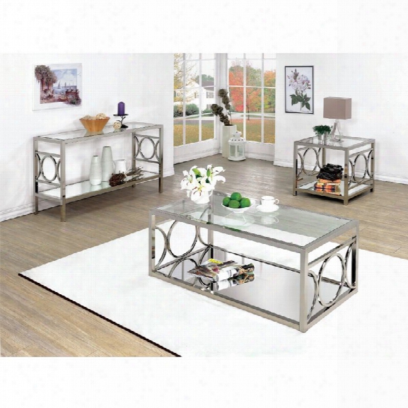 Furniture Of America Beller 3 Piece Table Set In Chrome