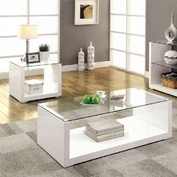 Furniture Of America Delilah 2 Piece Coffee Table Set In White
