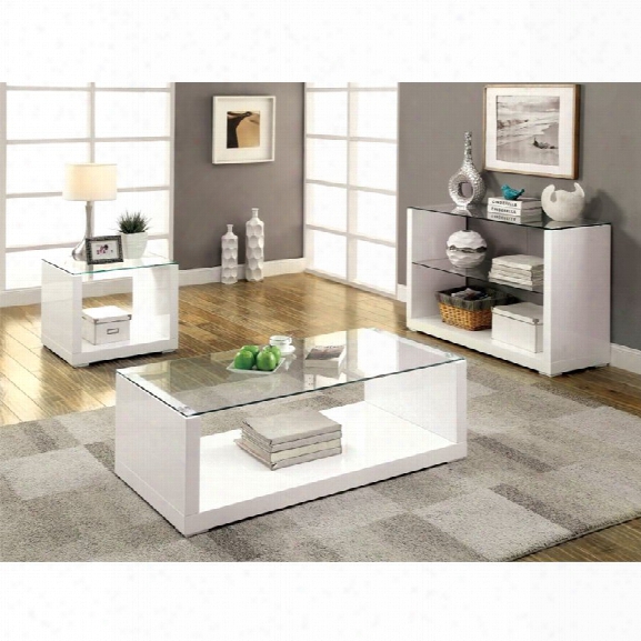 Furniture Of America Delilah 3 Piece Coffee Table Set In White