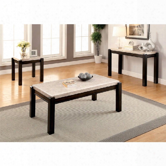 Furniture Of America Explenich 3 Piece Marble Top Table Set In Ivory