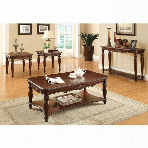 Furniture Of America Garner 4 Piece Coffee Table Set In Cherry