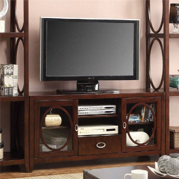 Furniture Of America Glossen 56 Circular Accent Tv Stand In Cherry