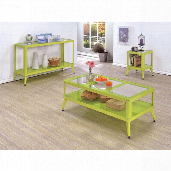 Furniture Of America Jaxan 3 Piece Table Set In Apple Green