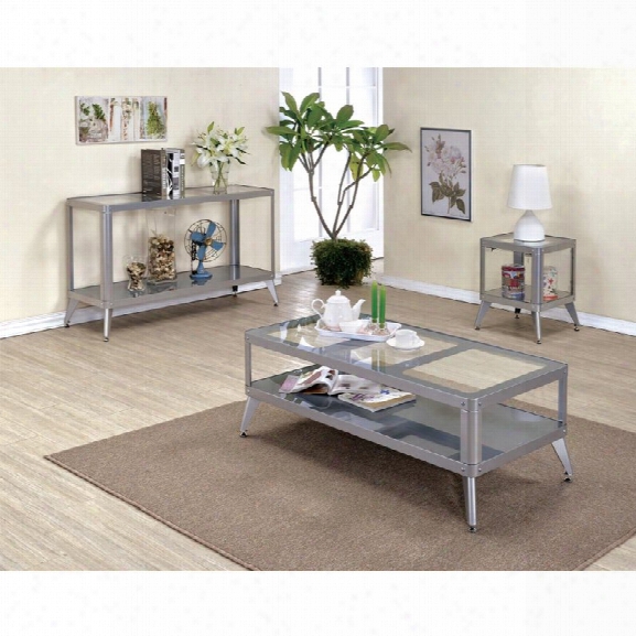 Furniture Of America Jaxan 3 Piece Table Set In Silver