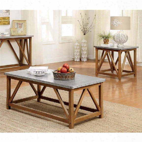 Furniture Of America Marqueze 2 Piece Coffee Table Set In Natural Tone