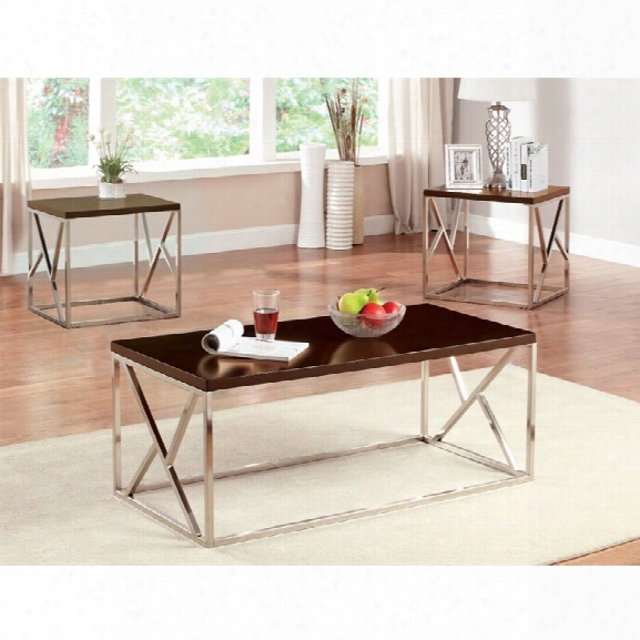Furniture Of America Matilda 3 Piece Coffee Table Set In Espresso