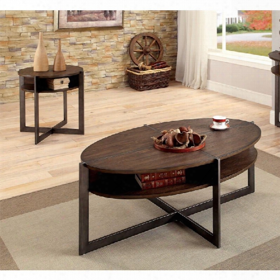 Furniture Of America Prontus 2 Piece Coffee Table Set In Dark Oak