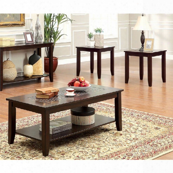 Furniture Of America Ronna 3 Piece Coffee Table Set In Dark Cherry