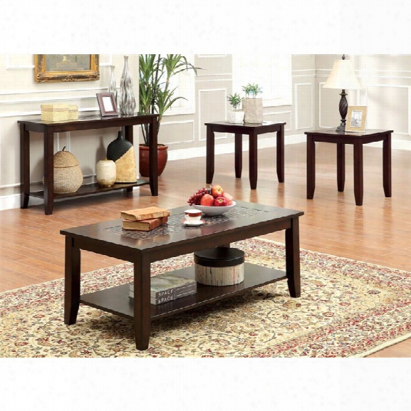 Furniture Of America Ronna 4 Piece Coffee Table Set In Dark Cherry