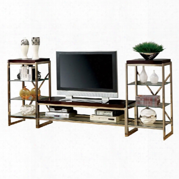 Furniture Of America Ruptin 3 Piece Entertainment Cenyer Set In Chrome