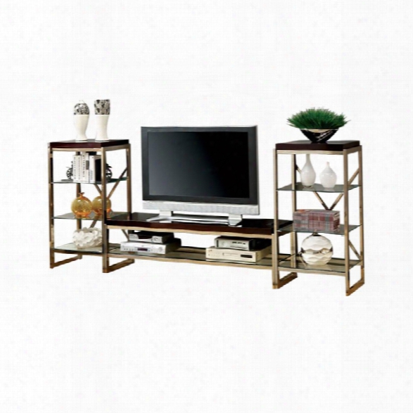 Furniture Of America Ruptin 3 Piece Entertainment Center Set In Gold