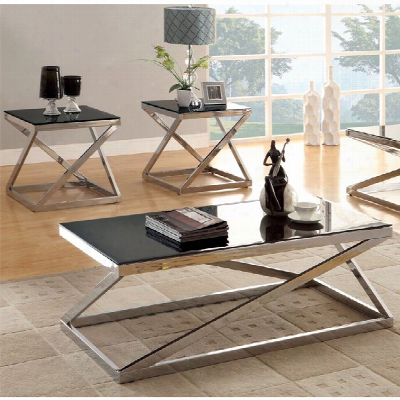 Furniture Of America Tristen 2 Piece Coffee Table Set In Chrome