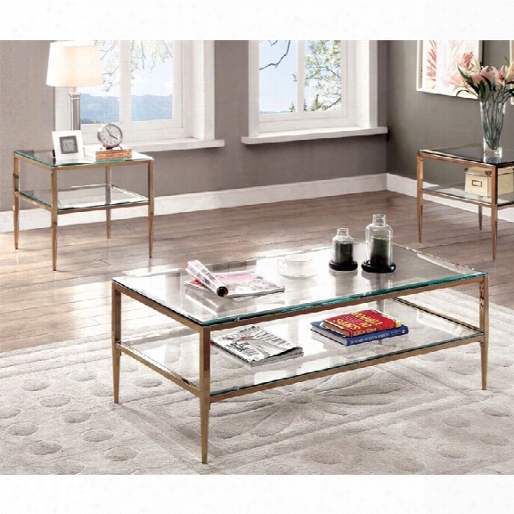 Furniture Of America Venzini 2 Piece Table Set In Gold