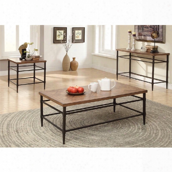 Furniture Of America Vinci 3 Piece Coffee Table Set In Light Oak