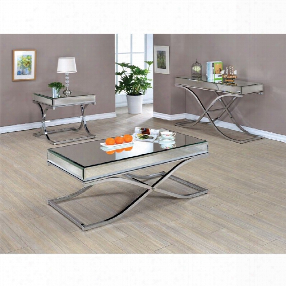 Furniture Of Merica Xander 3 Piece Coffee Table Set In Chrome