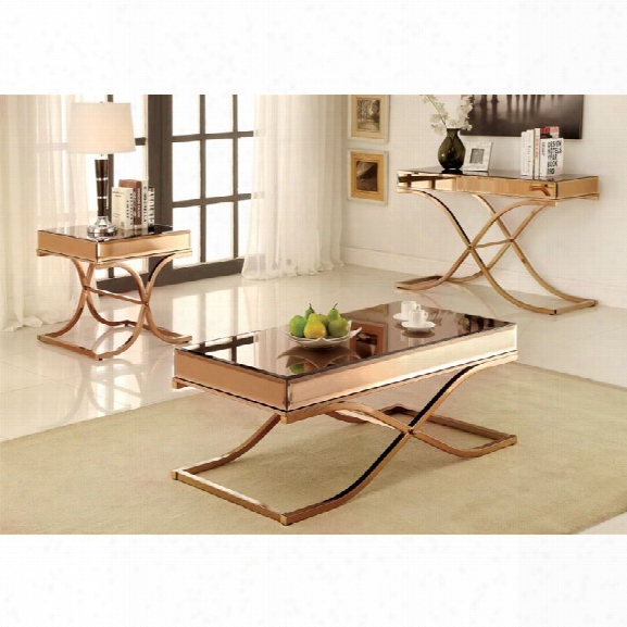 Furniture Of America Xander 3 Piece Coffee Table Set In Gold