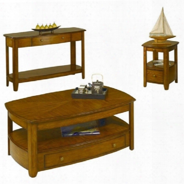 Hammary Primo 3pc Occasional Table Set In Medium Brown Finish