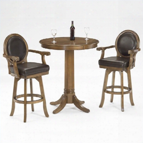 Hillsdale Warrington 3 Piece Pub Table With 2 Stools In Rich Cherry