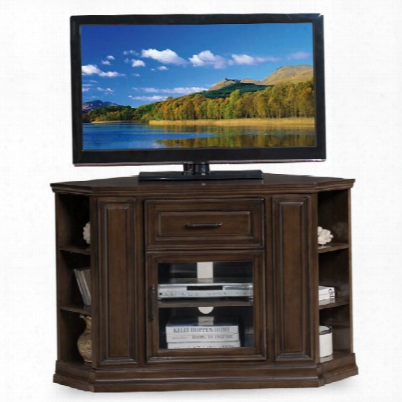 Leick Riley Holliday 32 Corner Tv Console In Buffed Pecan