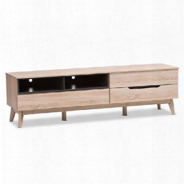 Maklaine Wood Tv Stand In Light Brown And Gray