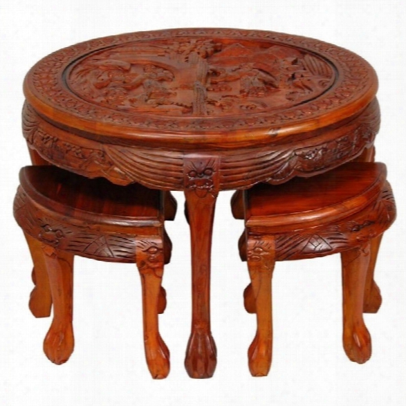 Oriental Furniture Circular Coffee Table In Cherry