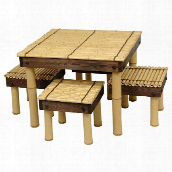 Oriental Furniture Zen Bamboo Coffee Table Set In Natural