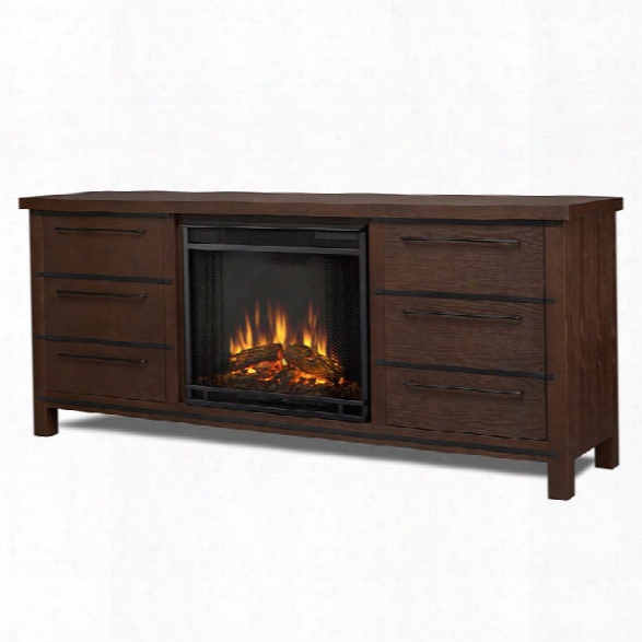 Real Flame Parsons Fireplace Tv Stand In Chestnut Oak