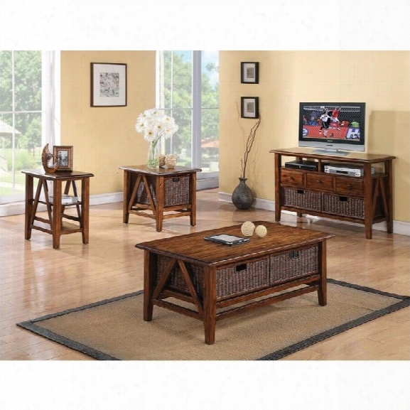 Riverside Claremont 4 Piece Coffee Table Set In Toffee