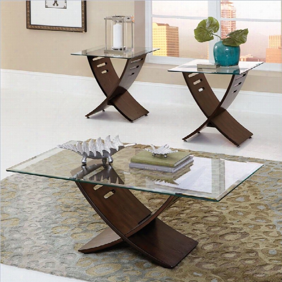 Steve Silver Company Cafe Coffee Table Set In Hard Wood Brown