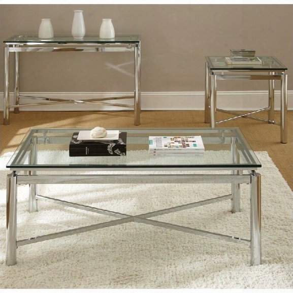 Steve Silver Company Nova 3 Piece Cocktail Table Set In Chrome