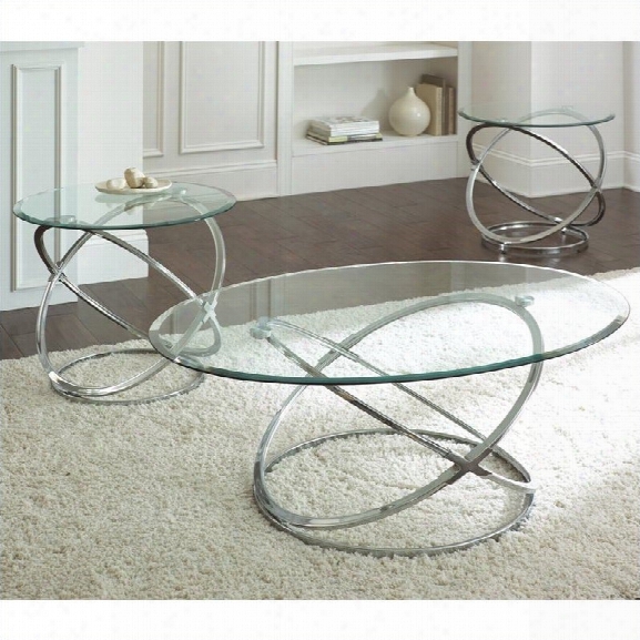Steve Silver Company Orion 3  Pack Chrome Cocktail And End Tables Set