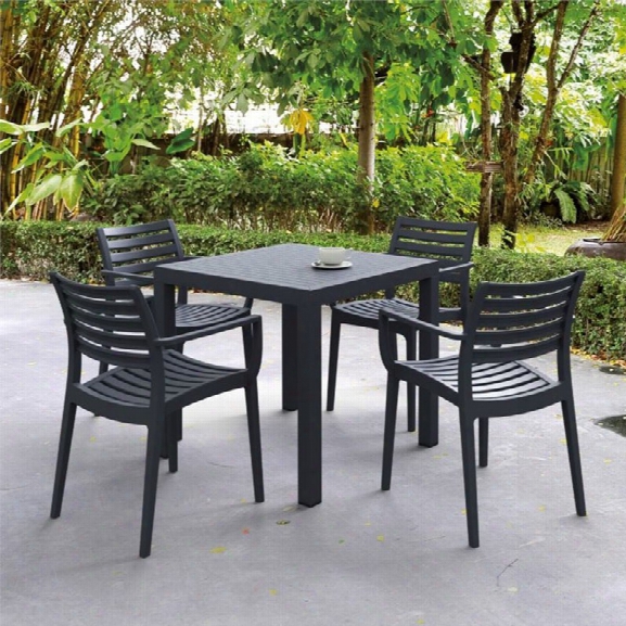 Compamia Artemis 5 Piece Square Resin Patio Dining Set In Dark Gray