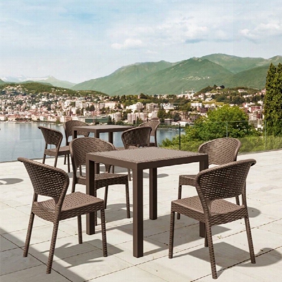 Compamia Daytona 5 Piece Square Wickerlook Patio Dining Set In Brown