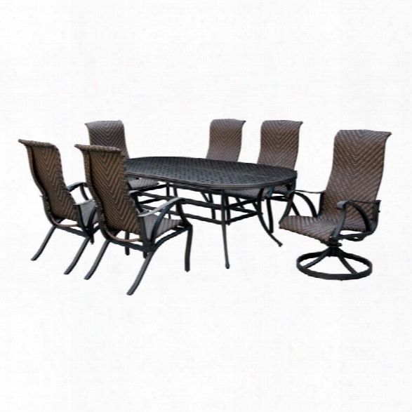 Furniture Of America Gamilt 7 Piece Metal Patio Dining Set In Brown