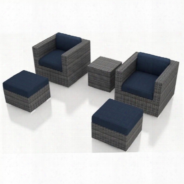 Harmonia Living District 5 Piece Patio Lounge Set In Spectrum Indigo