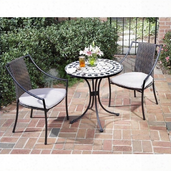 Home Styles Marble Bistro Table & 2 Chairs In Black & Gray