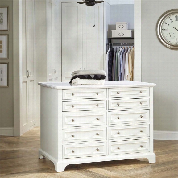 Home Styles Naples 10 Drawer 6 Shelf Closet Island In White