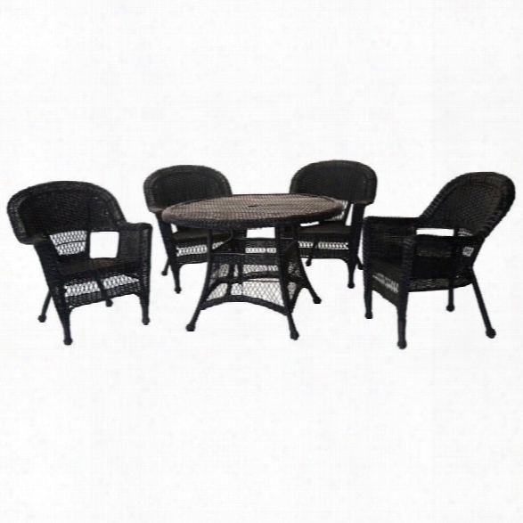 Jeco 5 Piece Wicker Patio Dining Set In Black