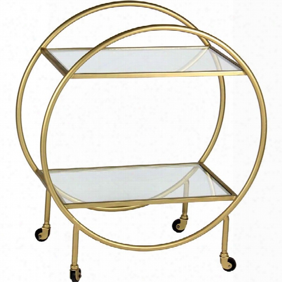 Renwil Bass Bar Cart In Antique Gold